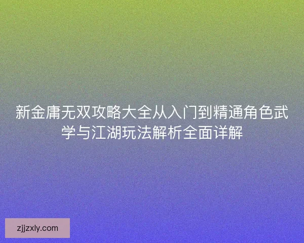 新金庸无双攻略大全从入门到精通角色武学与江湖玩法解析全面详解