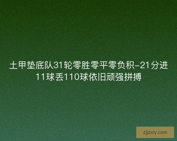 土甲垫底队31轮零胜零平零负积-21分进11球丢110球依旧顽强拼搏