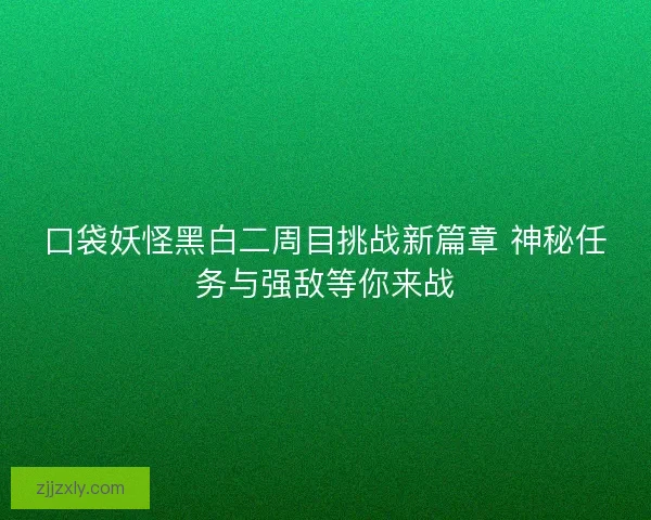口袋妖怪黑白二周目挑战新篇章 神秘任务与强敌等你来战